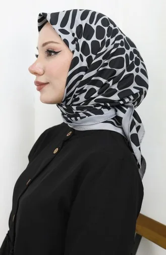 وشاح رايون رقمي 70302-07 أسود فضي رمادي 70302-07