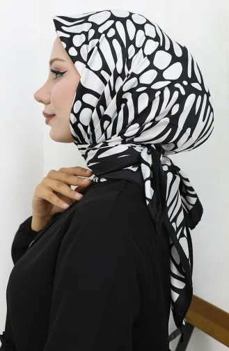 وشاح رايون رقمي 70302-09 أسود وأبيض 70302-09
