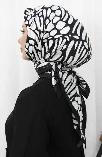 وشاح رايون رقمي 70302-09 أسود وأبيض 70302-09