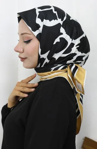 Dijital Rayon Eşarp 70309-08 Siyah Gold