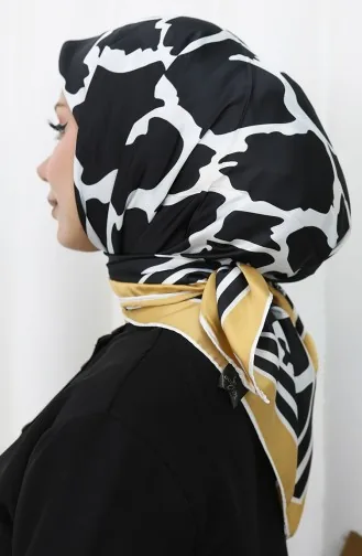 Dijital Rayon Eşarp 70309-08 Siyah Gold