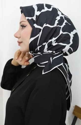 Dijital Rayon Eşarp 70309-14 Siyah Beyaz