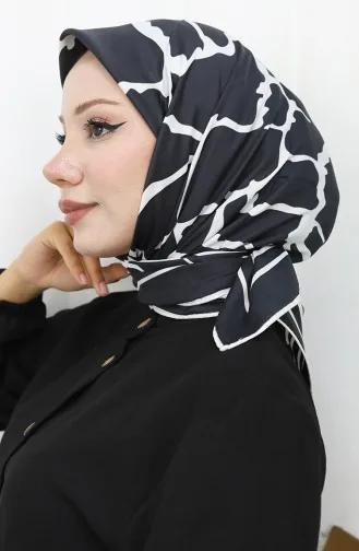 Dijital Rayon Eşarp 70309-14 Siyah Beyaz