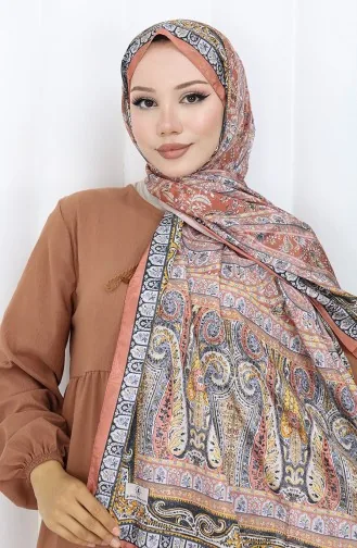 Etnik Desen Vual Şal 70303-02 Kiremit