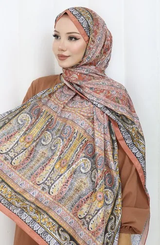 Etnik Desen Vual Şal 70303-02 Kiremit