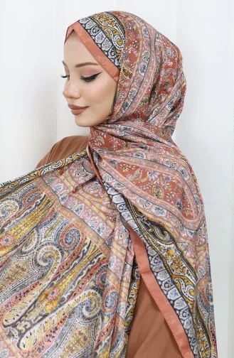 Etnik Desen Vual Şal 70303-02 Kiremit