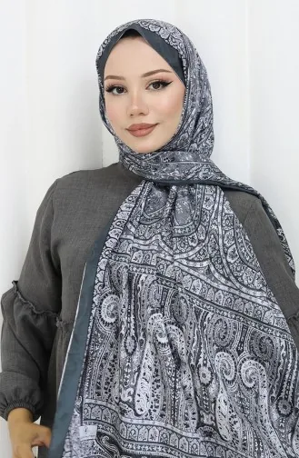 شال فوال بتصميم مُطبع 70303-06 لون فحمي 70303-06