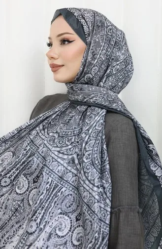 شال فوال بتصميم مُطبع 70303-06 لون فحمي 70303-06
