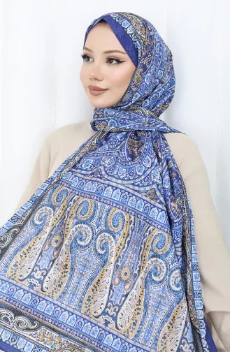 Etnik Desen Vual Şal 70303-09 Lacivert