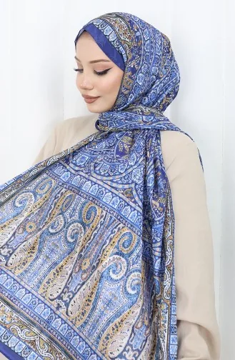 Etnik Desen Vual Şal 70303-09 Lacivert