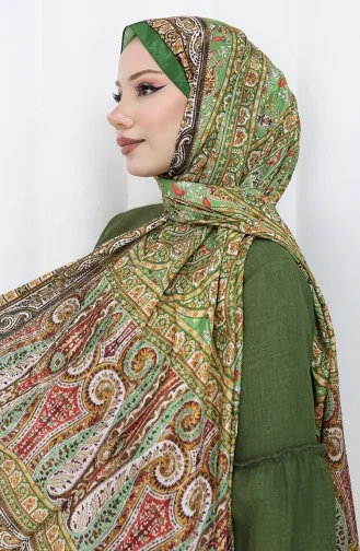 Châle En Voile à Motifs Ethniques 70303-10 Vert émeraude 70303-10