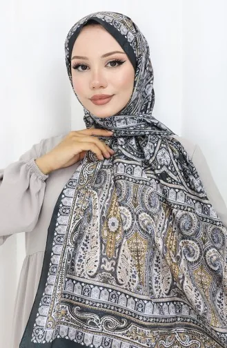 Ethnic Pattern Voile Shawl 70303-13 Black Anthracite 70303-13