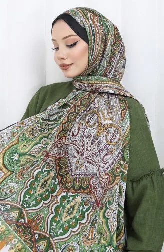 Etnik Desen Janjan Şal 70304-06 Yeşil Kiremit
