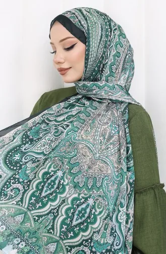 Etnik Desen Janjan Şal 70304-09 Zümrüt Yeşili