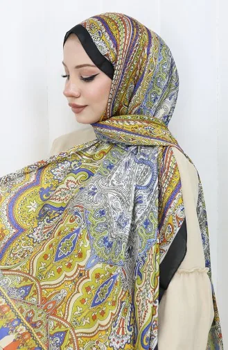 Ethnic Pattern Janjan Shawl 70304-10 Black Green 70304-10