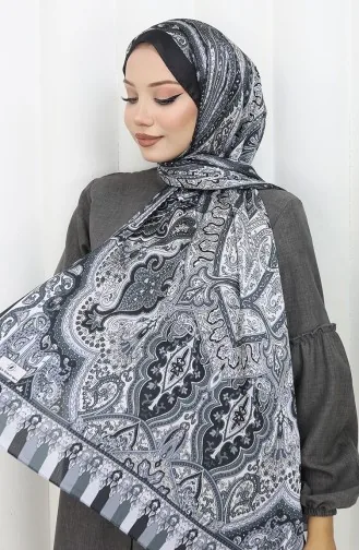 Châle Janjan à Motif Ethnique 70304-20 Noir Gris 70304-20