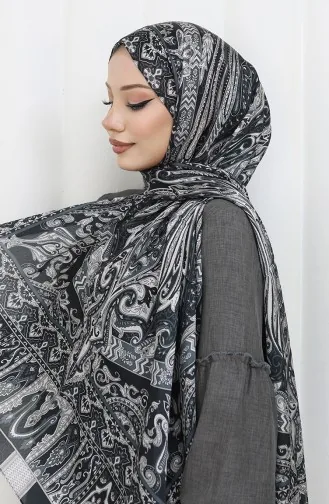 Châle Janjan à Motif Ethnique 70305-09 Noir 70305-09