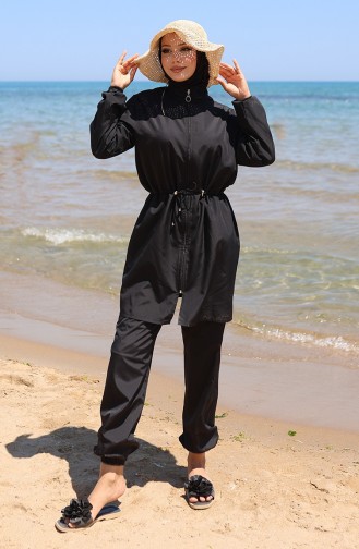 Schwarz Hijab Badeanzug 9002-02