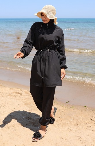 Schwarz Hijab Badeanzug 9002-02