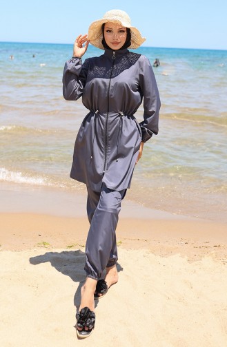 Anthrazit Hijab Badeanzug 9002-03