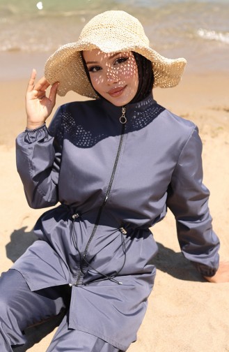 Anthrazit Hijab Badeanzug 9002-03