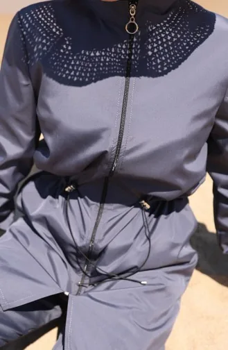 Strand Hijab Badeanzug Mit Elastischer Taille Und Reißverschluss Und Geschenktasche 9002-03 Anthrazit 9002-03