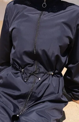 Sahil Beli Lastikli Fermuarlı Tesettür Mayo Çanta Hediyeli 9002-04 Lacivert