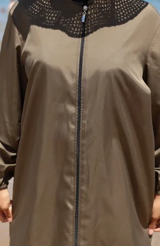 Strand-Badeanzug Mit Reißverschluss Und Hijab Inklusive Kostenloser Badekappe 9003-03 Khaki 9003-03