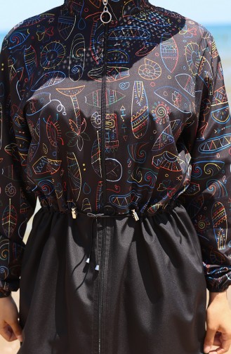 Schwarz Hijab Badeanzug 9005C-01