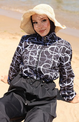 Schwarz Hijab Badeanzug 9005G-01