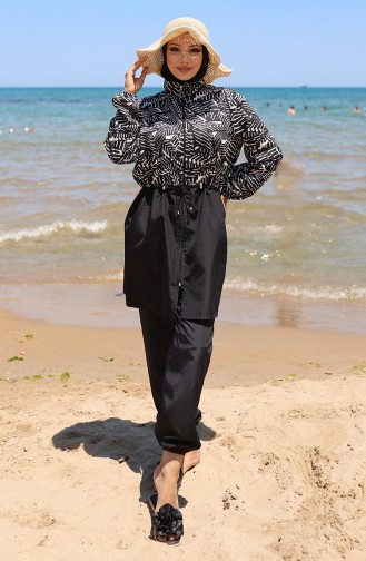 Schwarz Hijab Badeanzug 9005J-01