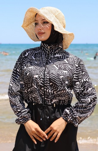 Schwarz Hijab Badeanzug 9005J-01