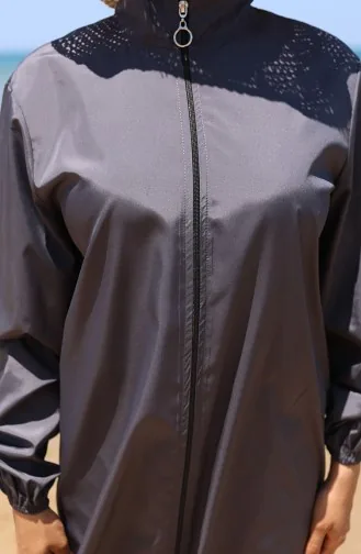 Maillot De Bain Hijab Zippé Atlas Lot De 2 Avec Bonnet 9006-03 Anthracite 9006-03