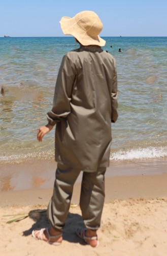 Light Khaki Green Modest Swimwear 9006-04