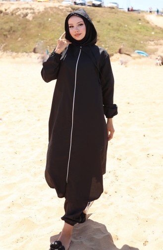 Hijab-badpak Met Capuchon 0507-01 Zwart 0507-01