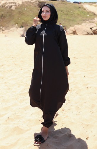 Hijab-badpak Met Capuchon 0507-01 Zwart 0507-01