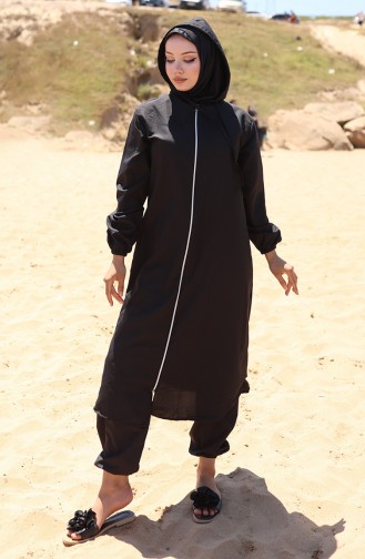 Hijab-badpak Met Capuchon 0507-01 Zwart 0507-01