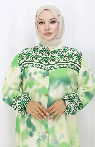 Robe Boutonnée En Viscose 0114-01 Vert 0114-01