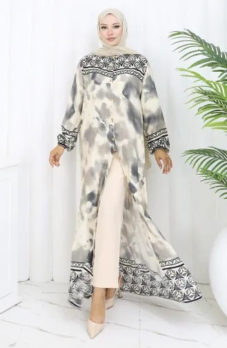 Viscose Jurk Met Knoopjes 0114-02 Grijs 0114-02