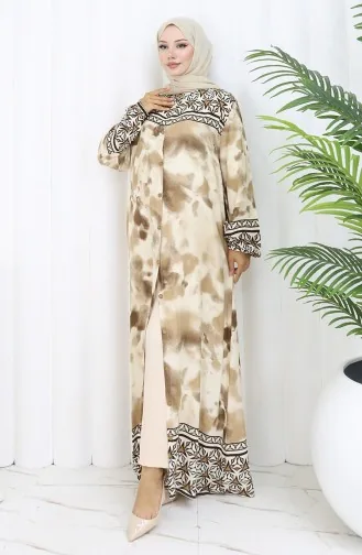 Viscose Jurk Met Knoopjes 0114-03 Bruin 0114-03