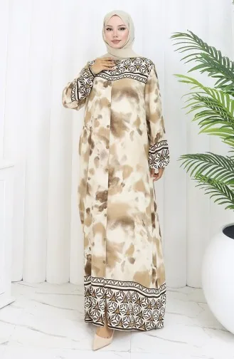 Viscose Jurk Met Knoopjes 0114-03 Bruin 0114-03