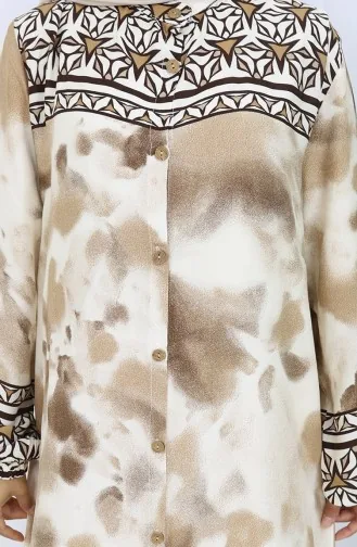 Viscose Jurk Met Knoopjes 0114-03 Bruin 0114-03