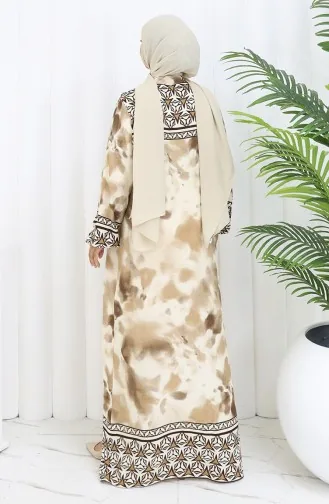 Viscose Jurk Met Knoopjes 0114-03 Bruin 0114-03