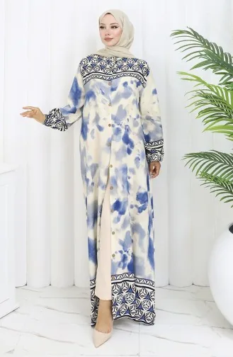 Viskose Kleid Mit Knöpfen 0114-04 Dunkelblau 0114-04