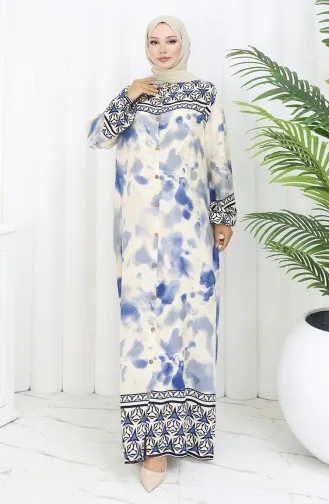 Viskose Kleid Mit Knöpfen 0114-04 Dunkelblau 0114-04