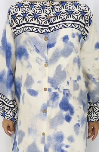 Viskose Kleid Mit Knöpfen 0114-04 Dunkelblau 0114-04