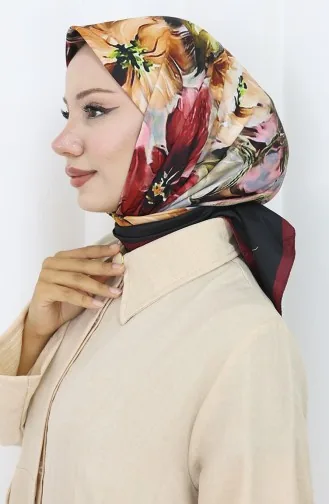 Dijital Rayon Eşarp 70298-01 Bordo Siyah