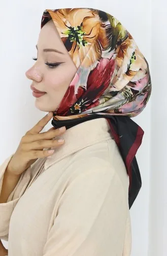 Dijital Rayon Eşarp 70298-01 Bordo Siyah
