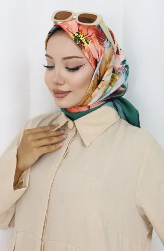 Dijital Rayon Eşarp 70298-06 Zümrüt Yeşili