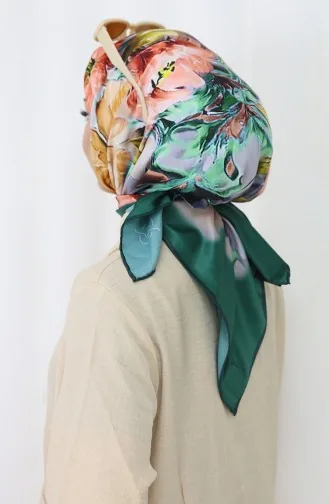 Dijital Rayon Eşarp 70298-06 Zümrüt Yeşili